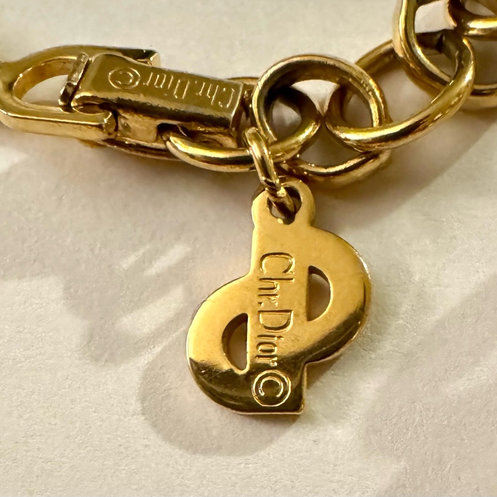 Dior Vintage Rare 18K Gold Plated CD Logo Chain Link Necklace 16in Authentic - Picture 6 of 11